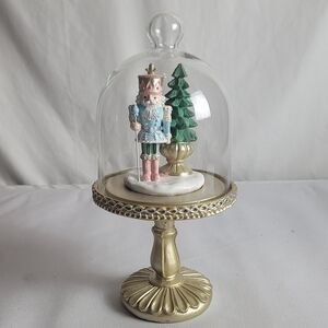 Pastel Nutcracker With Tree Tabletop Cloche Decor By Ashland 13"